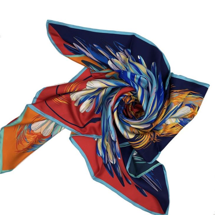 Double Sided Custom Digital Printed Wholesale Silk Head Scarf Double Sided Custom Digital Printed Wholesale Silk Head Scarf